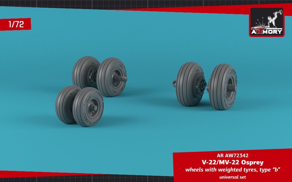 Armory Models AW72342 V-22/MV-22 Osprey wheels w/ weighted tires type “b” 1/72 – Bild 3