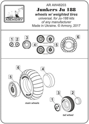 Armory Models AW48203 Junkers Ju 188 wheels w/ weighted tires 1/48 – Bild 6