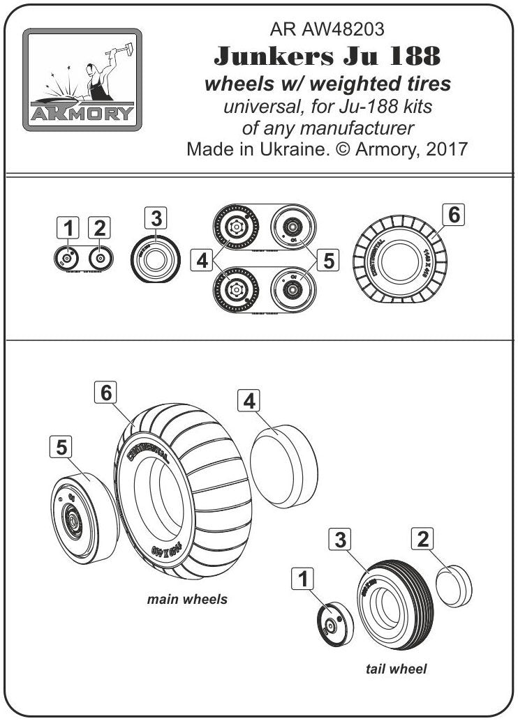 Armory Models AW48203 Junkers Ju 188 wheels w/ weighted tires 1/48 – Bild 6