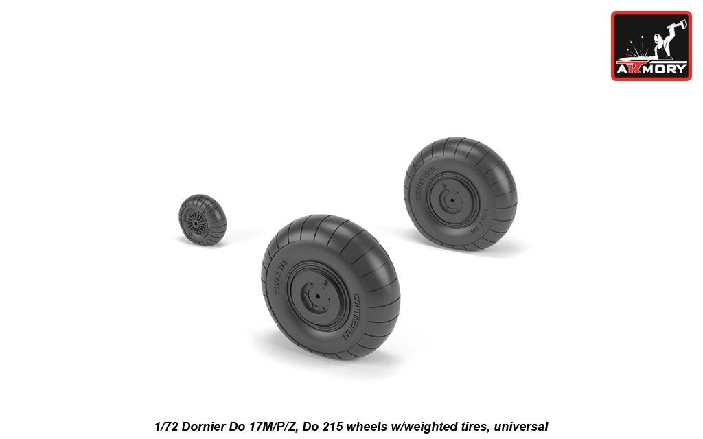 Armory Models AW72205 Dornier Do 17M/P/Z, Do 215 wheels w/weighted tires 1/72 – immagine 2