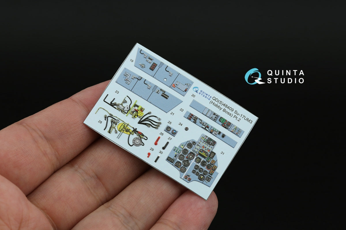 Quinta Studio QDS+48409 Su-17UM3 3D-Printed &amp; coloured Interior on decal paper (Hobby Boss) (Small version) (with 3D-printed resin parts) 1/48