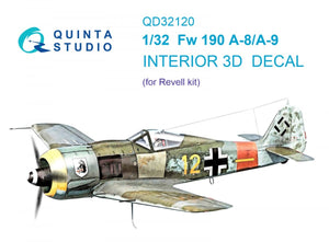 Intérieur imprimé en 3D et coloré sur papier décalcomanie Quinta Studio QD32120 Fw 190 A-8/A-9 (Revel) à l&amp;#39;échelle 1/32
