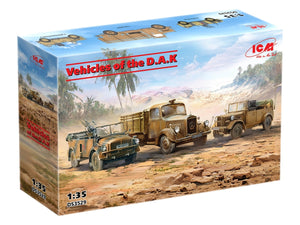 ICM DS3529 Vehicles of the DAK (sEPkw Kfz.70 with Zwillingssockel 36, Typ L3000S, le.gl.Einheitz-Pkw Kfz.2) 1/35