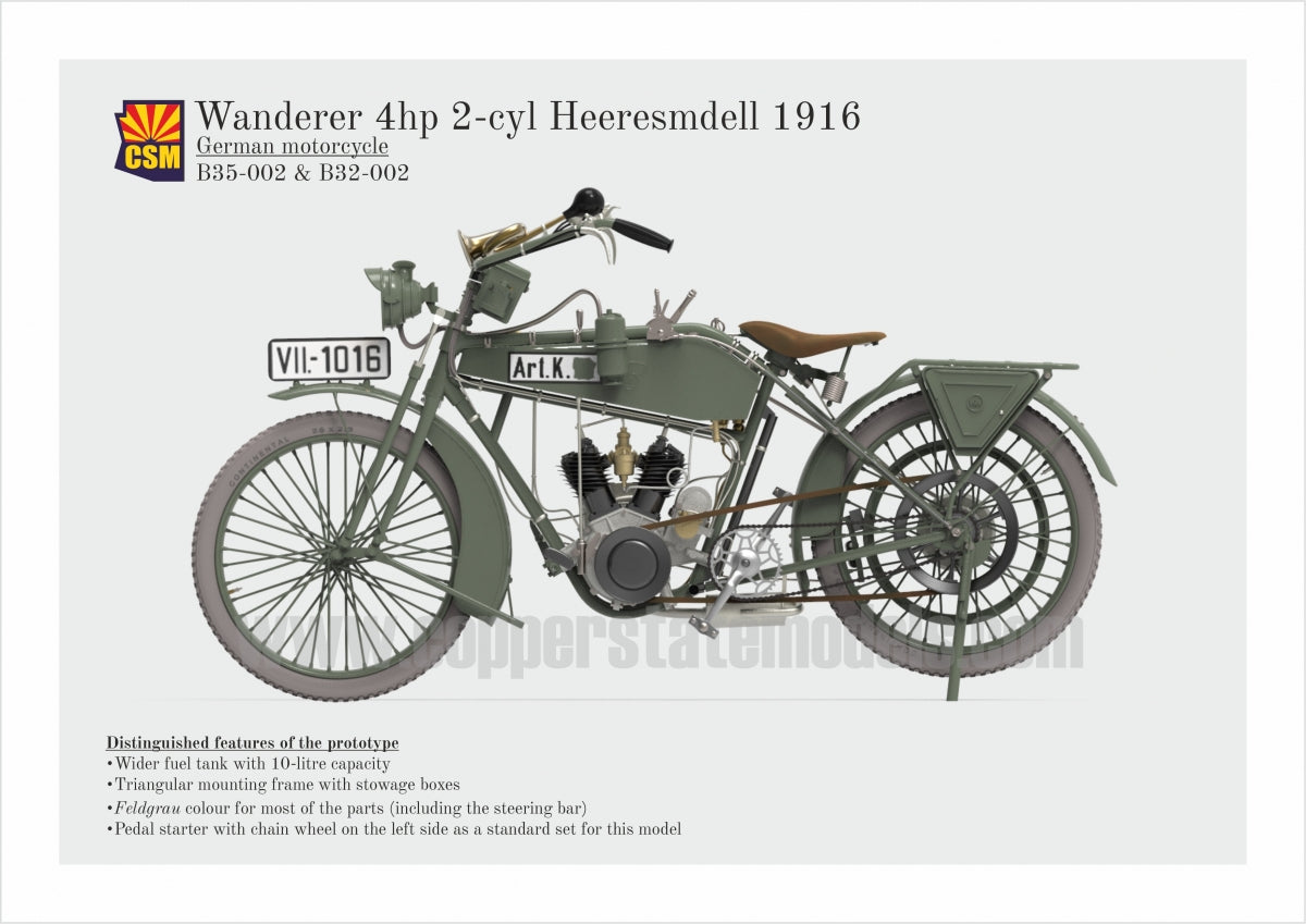 Copper State Models B35-002 Wanderer 4PS 1916 Motorcycle 1/35 – immagine 5