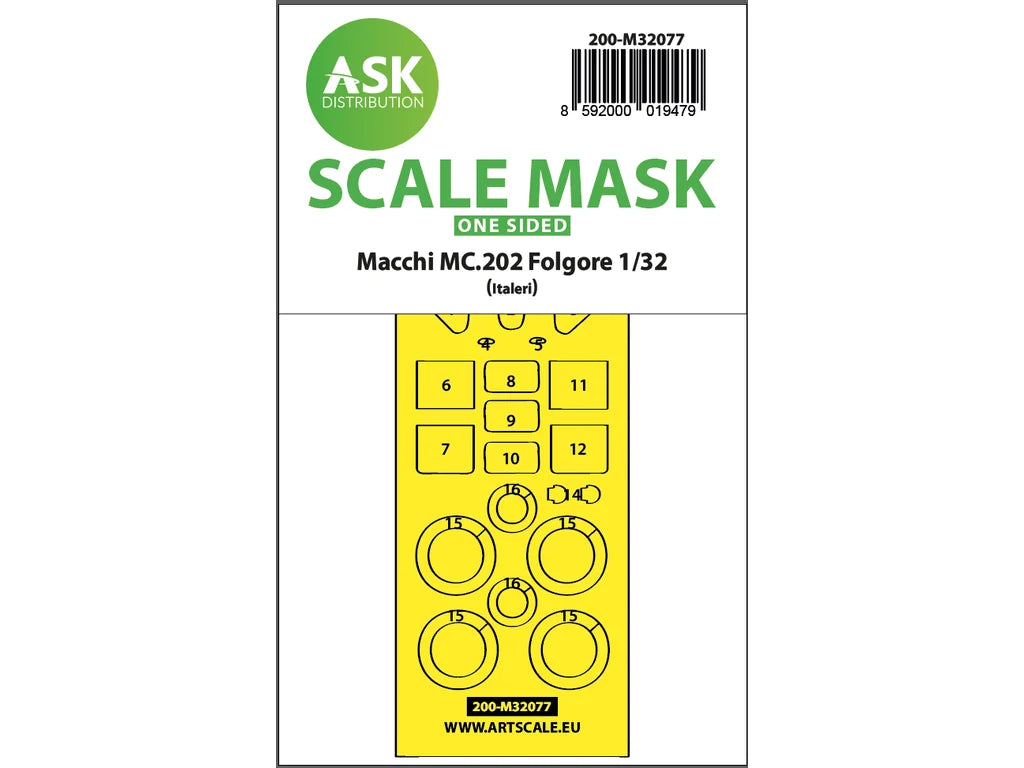 Art Scale Kit M32077 Macchi MC.202 Folgore One-Sided Express Fit Mask for Italeri 1/32