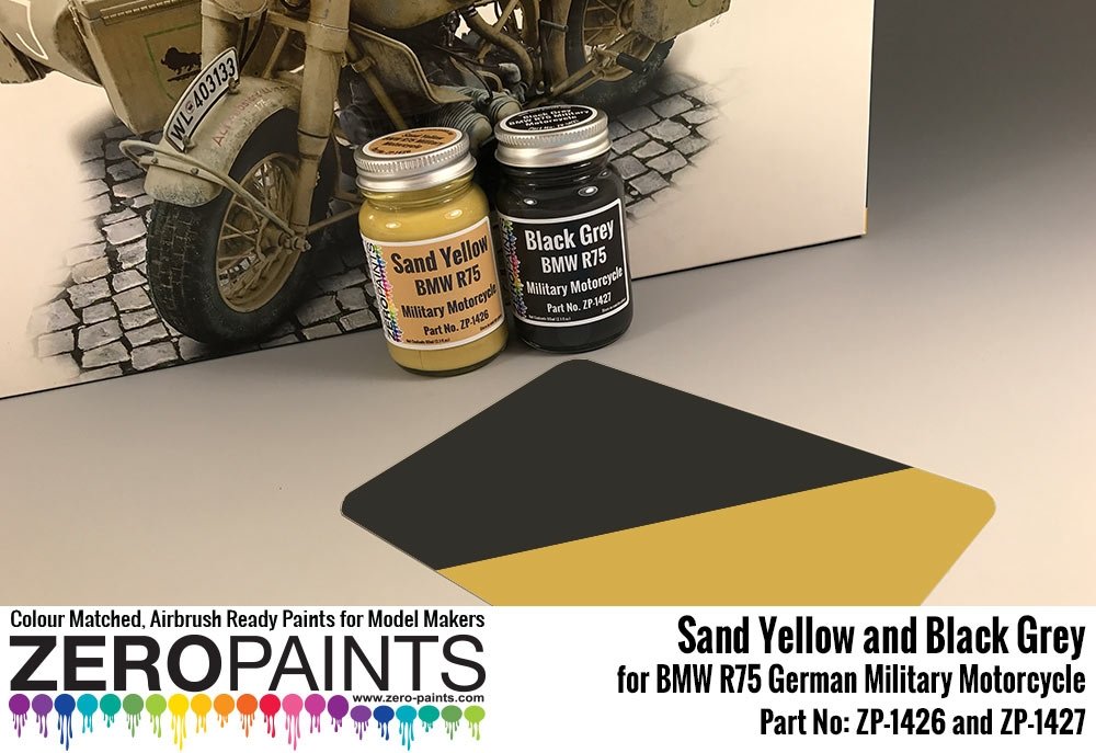 Zero Paints ZP-1427BLACK BMW R75 German Military Motorcycle Black Gray 60ml