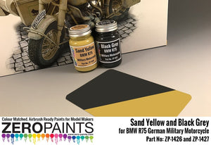 Peinture Zero Paints ZP-1427BLACK BMW R75 Moto Militaire Allemande Noir Gris 60ml