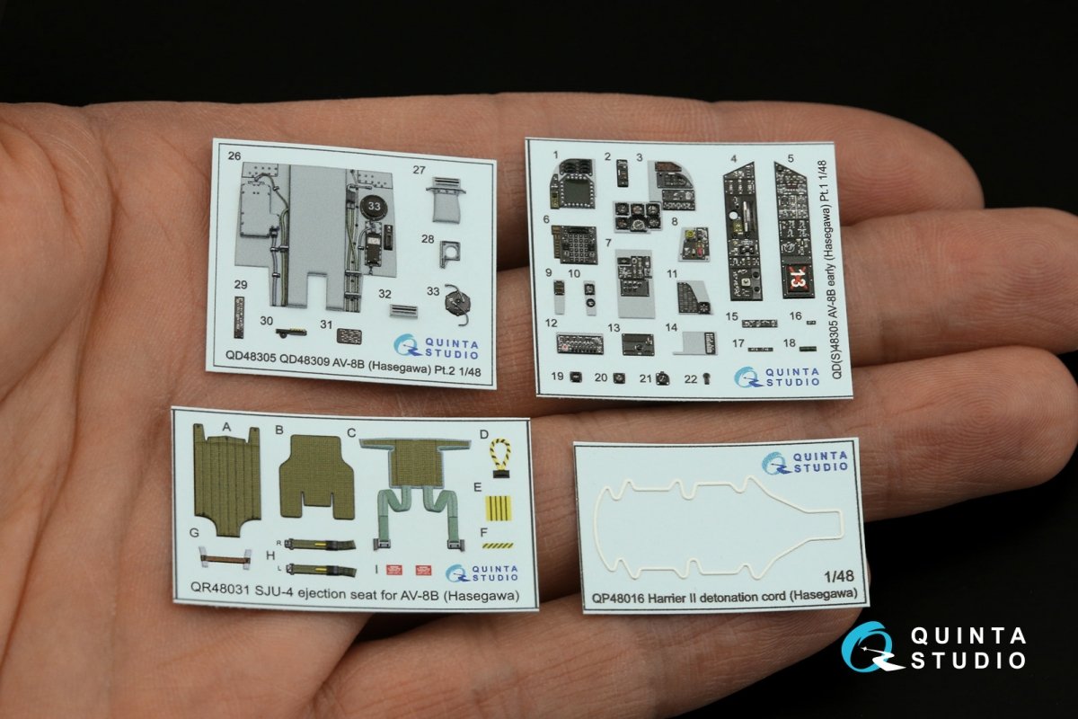 Quinta Studio QD48305 AV-8B Early 3D-Printed &amp;amp; coloured Interior on decal paper (Hasegawa) 1/48 – imagen 2