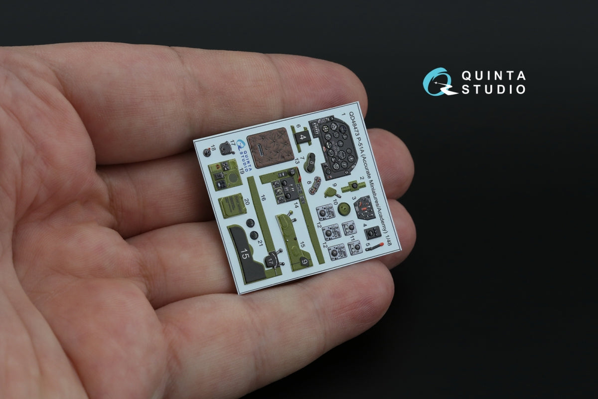 Quinta Studio QD48473 P-51A 3D-Printed coloured Interior on decal paper (Accurate Miniatures/Academy) 1/48 – immagine 7