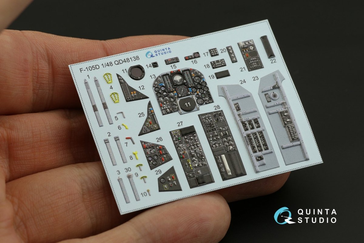 Intérieur imprimé en 3D et coloré sur papier décalcomanie Quinta Studio QD48138 F-105D (pour kit HobbyBoss) 1/48 – image 2