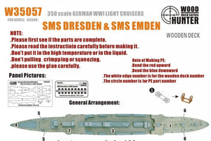 Wood Hunter W35057 Pont en bois Croiseur léger allemand Dresden &amp;amp; Emden pour Revell 1/350