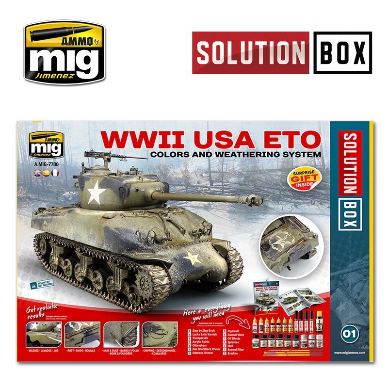 AMMO of Mig Jimenez 7700 WW II AMERICAN ETO SOLUTION BOX