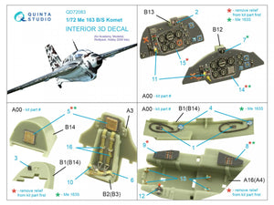 Quinta Studio QD72083 Me 163 3D-Printed &amp;amp; coloured Interior on decal paper (Academy) 1/72 – zdjęcie 2