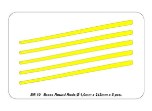 Aber BR10 Pręty mosiężne Ø 1,0mm długość 245mm x 5 szt. / Brass round rods Ø 1,0mm length 245mm x 5 pcs. – Bild 4