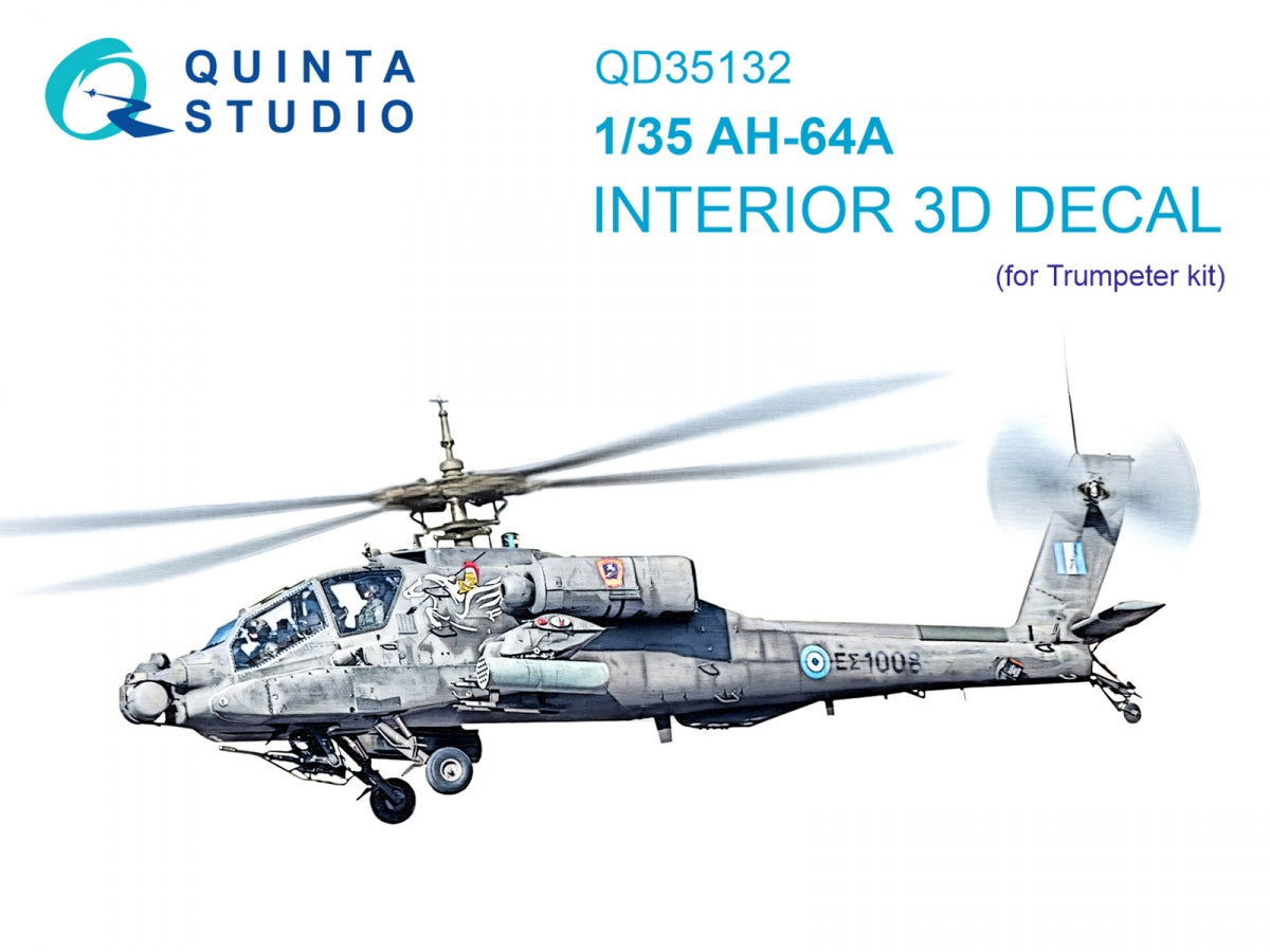 Quinta Studio QD35132 AH-64A 3D-Printed coloured Interior on decal paper (Trumpeter) 1/35