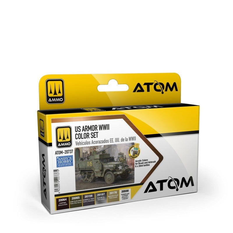 AMMO by Mig Jimenez 20737 ATOM US Armor WWII Colour Set 6x20ml