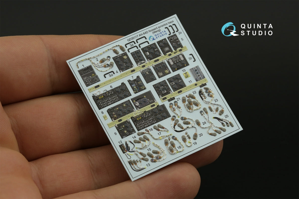Quinta Studio QD35117 AH-64D Extended forward avionics bays 3D-Printed &amp;amp; coloured Interior on decal paper (Meng) 1/35 – Bild 4