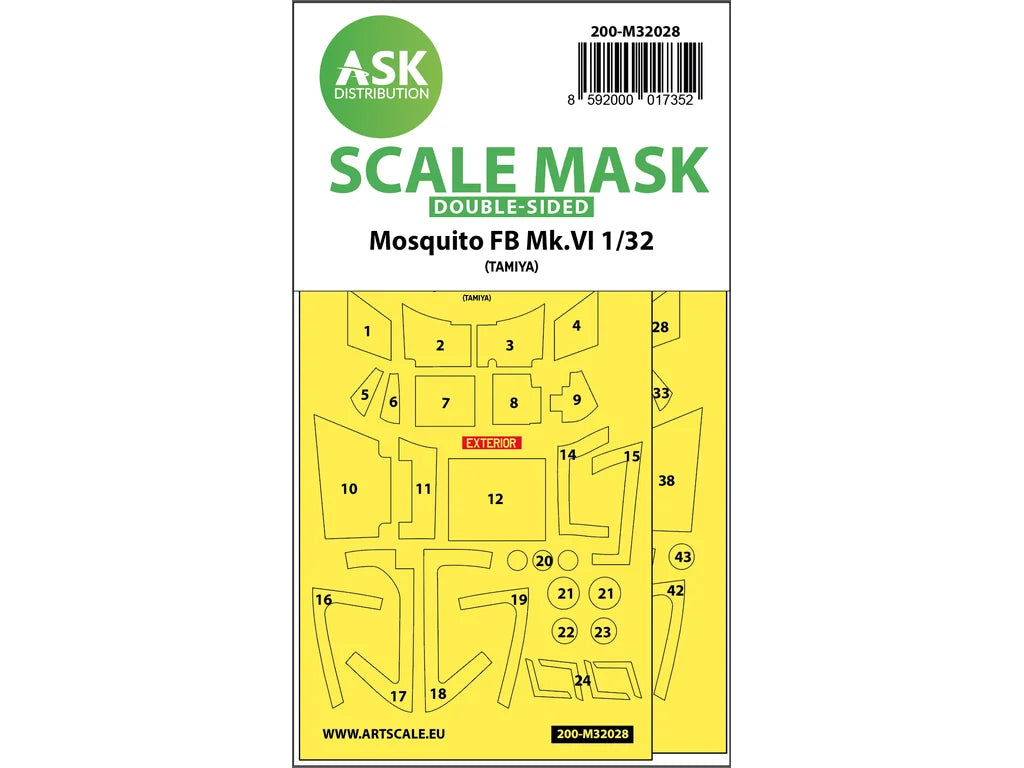 Art Scale Kit M32028 Mosquito FB Mk.VI Double-Sided Express Masks for Tamiya 1/32