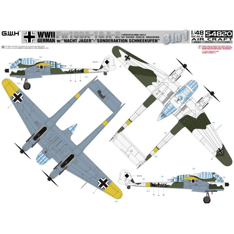 Great Wall Hobby S4820 Fw189A-1&amp;amp;A-2 /w &amp;quot;Nacht Jager&amp;quot; - &amp;quot;Sonderaktion Schneekufen&amp;quot; 1/48 – Bild 3