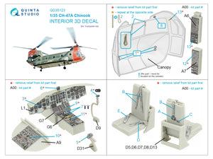 Intérieur coloré imprimé en 3D sur papier décalcomanie Quinta Studio QD35123 CH-47A (Trumpeter) 1/35 – image 2