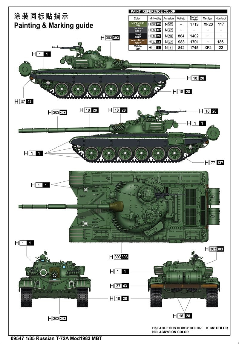 Trumpeter 09547 Russian T-72A Mod 1983 1/35 – immagine 18