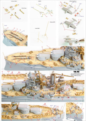 Pontos 35023FB USS BB-34 New York 1944 Detail-up set (w/Teak Blue Deck, Barrels, Resin, PE) – image 5