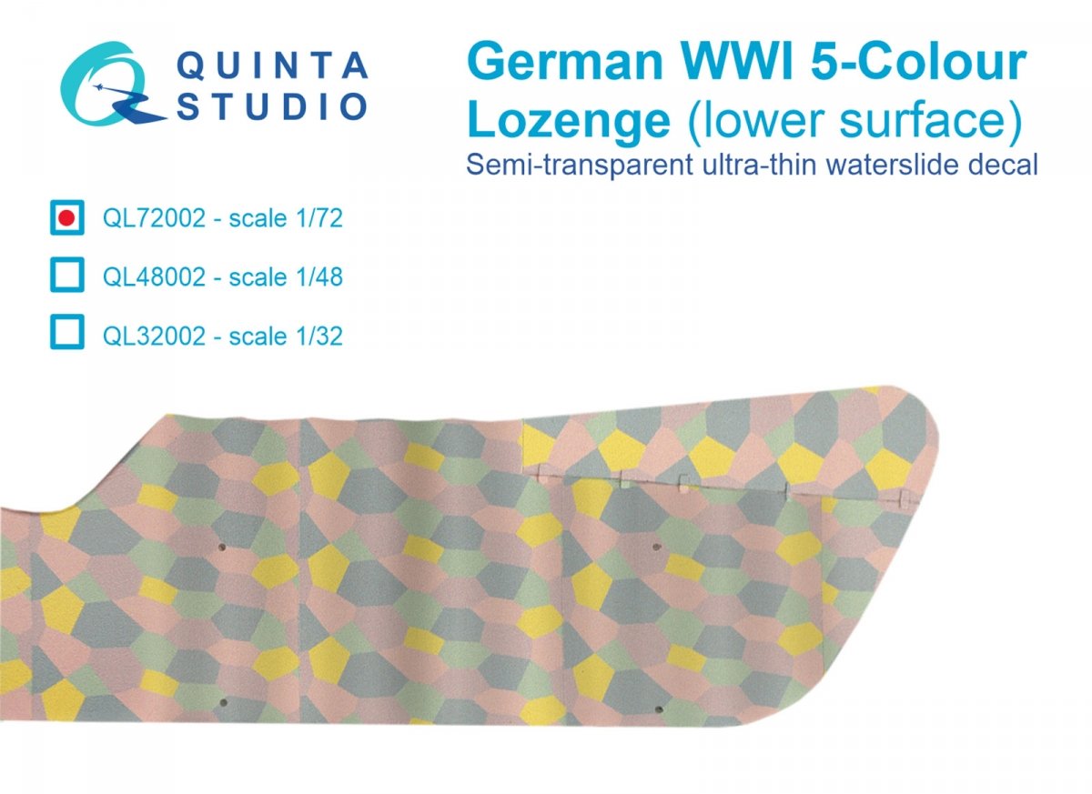 Quinta Studio QL72002 German WWI 5-Colour Lozenge (lower surface) 1/72