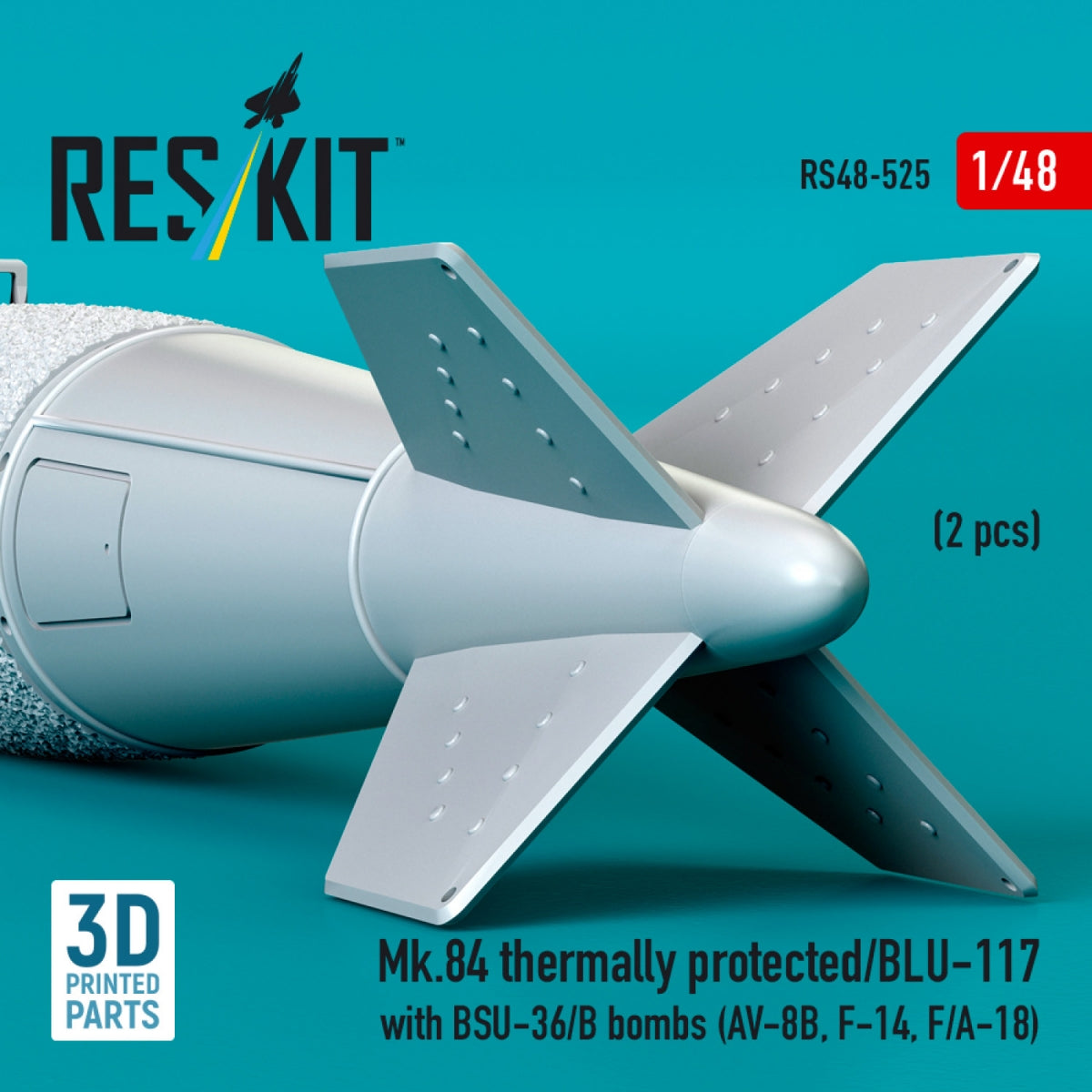 RESKIT RS48-0525 Mk.84 thermally protected/BLU-117 with BSU-36/B bombs (2 pcs) (3D Printed) 1/48 – immagine 3