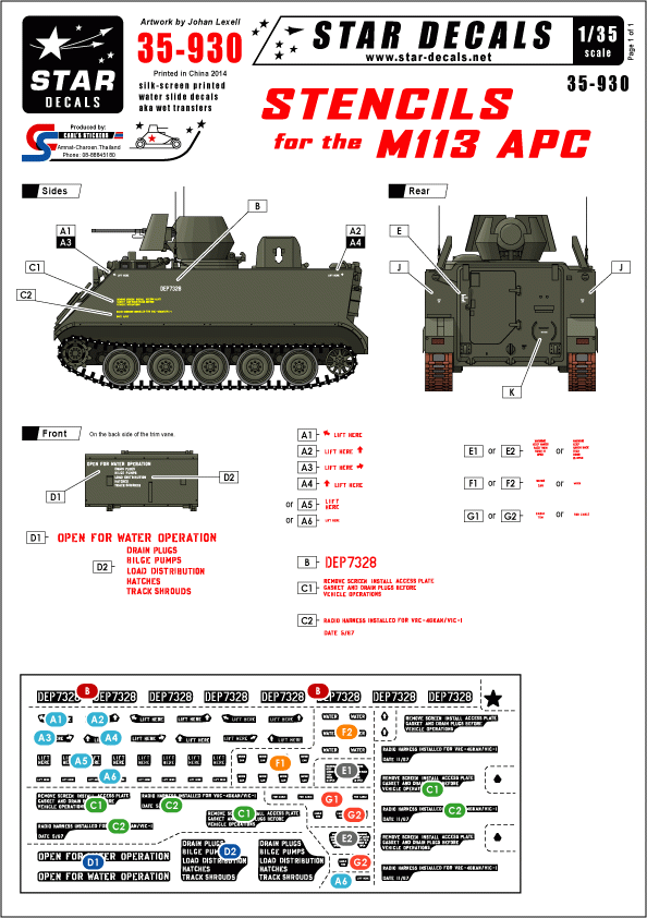 Pochoirs Star Decals 35-930 pour le M113 APC au 1/35