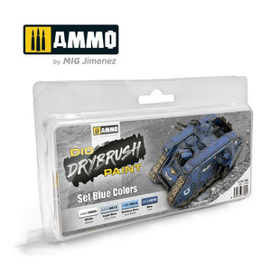 Ammo of Mig 7303 DRYBRUSH Set Blue Colors 4x40ml