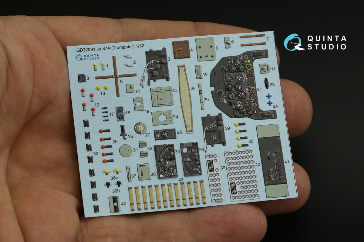 Quinta Studio QD32091 Ju 87A 3D-Printed &amp;amp; coloured Interior on decal paper (Trumpeter) 1/32 – immagine 4