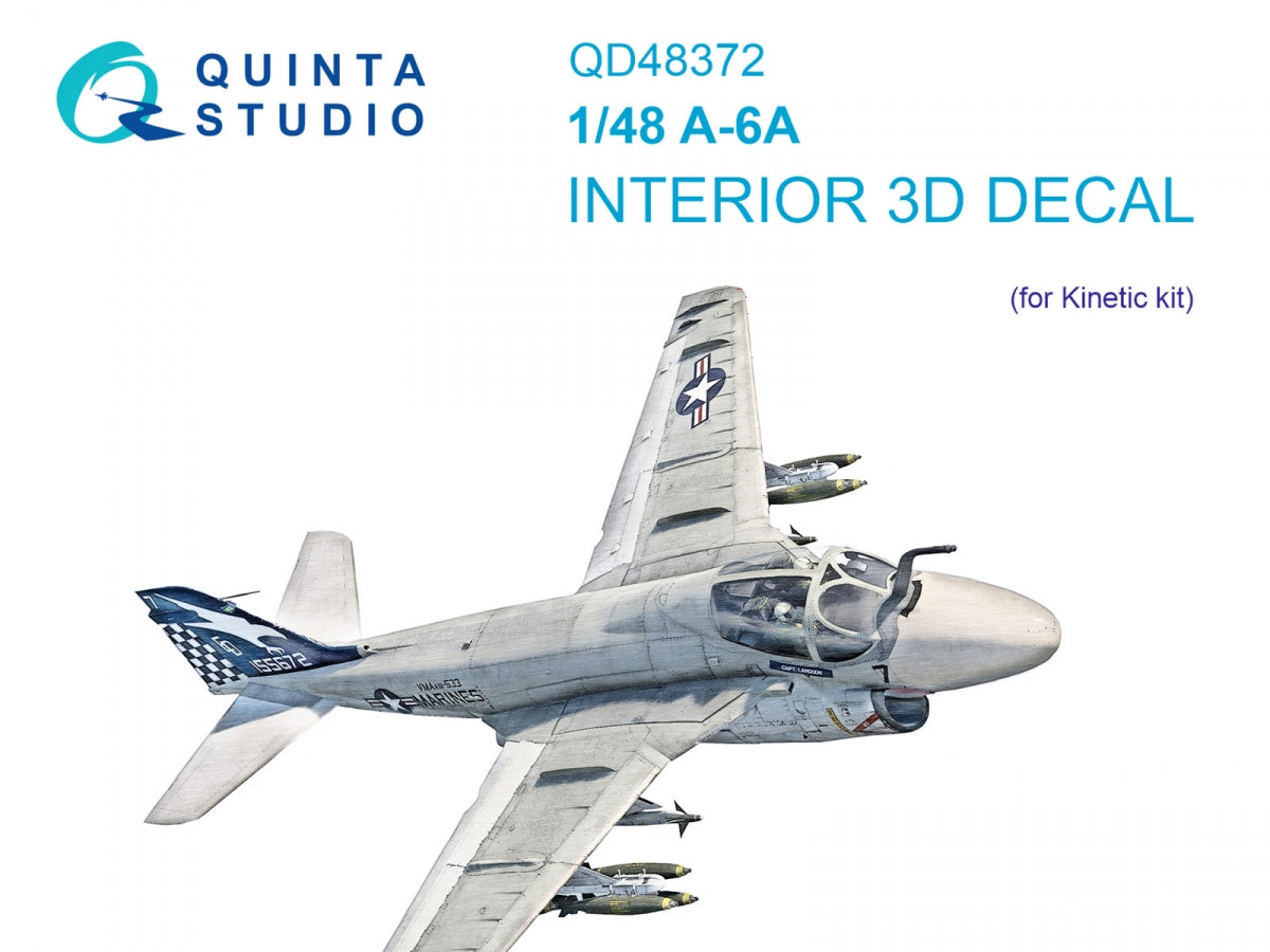Quinta Studio QD48372 A-6A 3D-Printed &amp; colored Interior on decal paper (Kinetic) 1/48