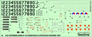 ModelMaker Decals D48163 Netherlands F-16 Insignia&amp;#39;s &amp;amp; stencils Generic set 1/48 – immagine 3