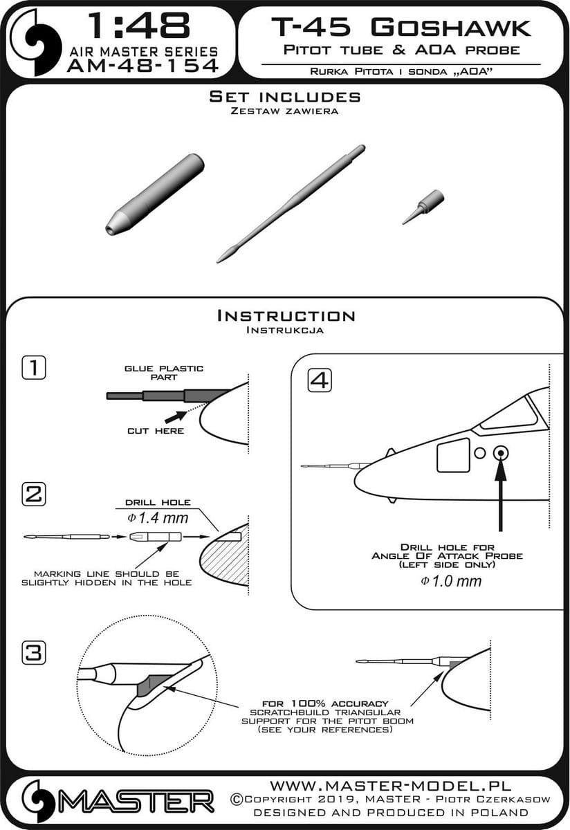 Master AM-48-154 T-45 Goshawk - Rurka Pitota oraz sonda Angle Of Attack 1/48 – Bild 4