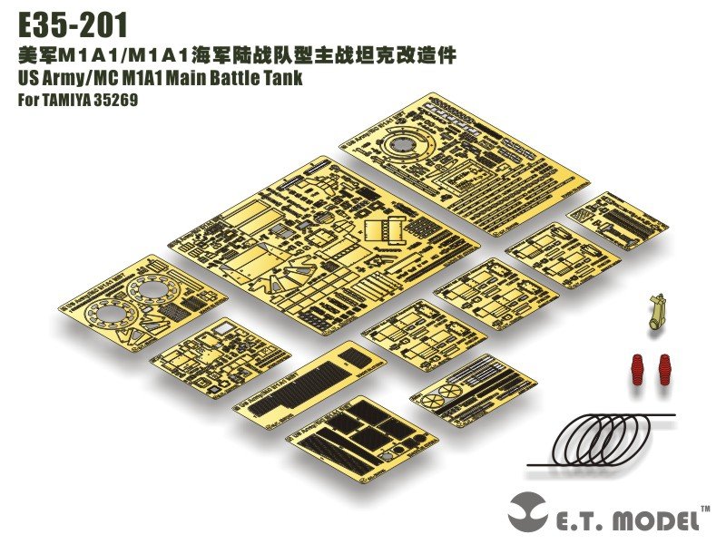 Maquette ET E35-201 Char de combat principal M1A1 de l&amp;#39;armée américaine/MC (pour kit TAMIYA) (1/35)