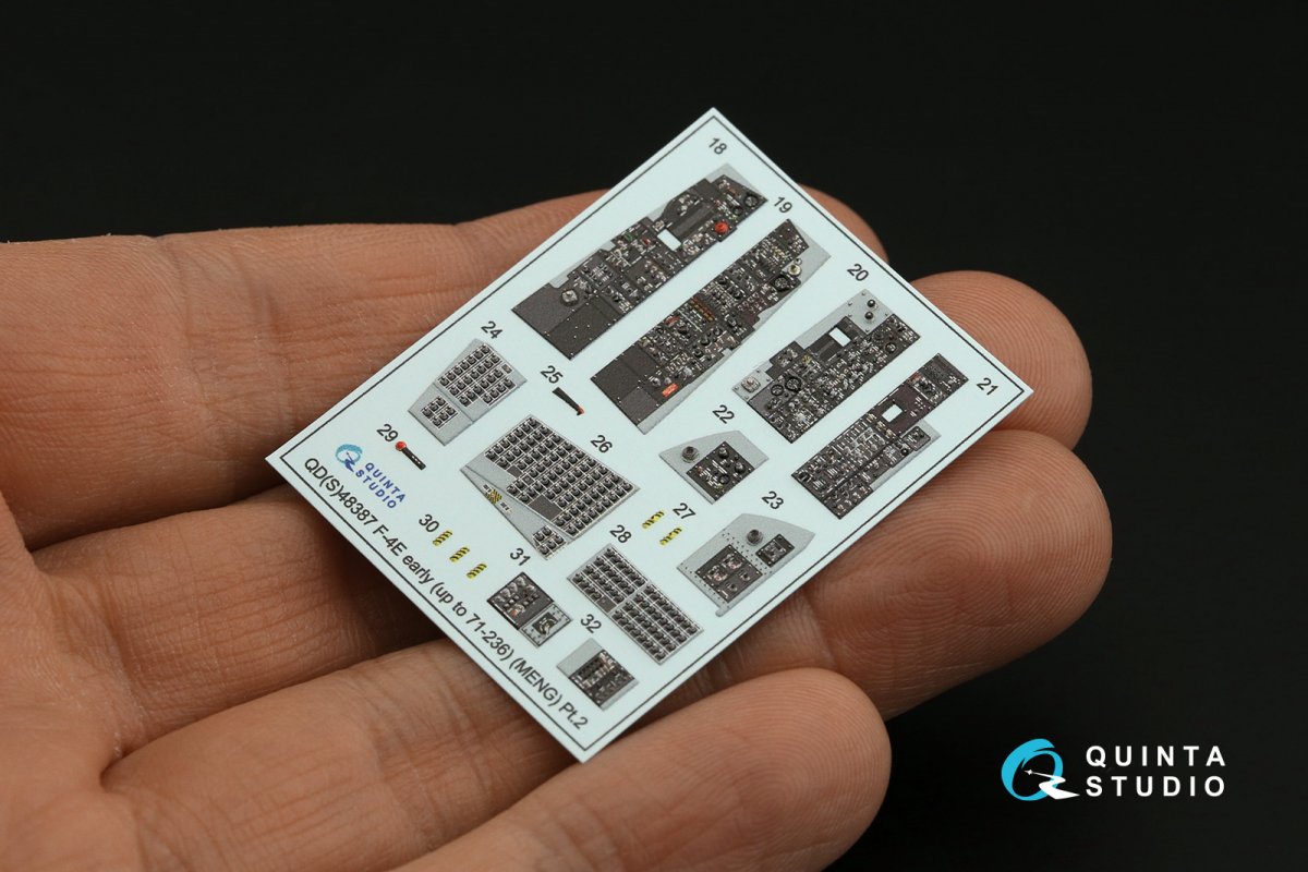 Quinta Studio QDS-48387 F-4E early with slatted wing 3D-Printed &amp;amp; coloured Interior on decal paper (Meng) (Small version) 1/48 – immagine 8