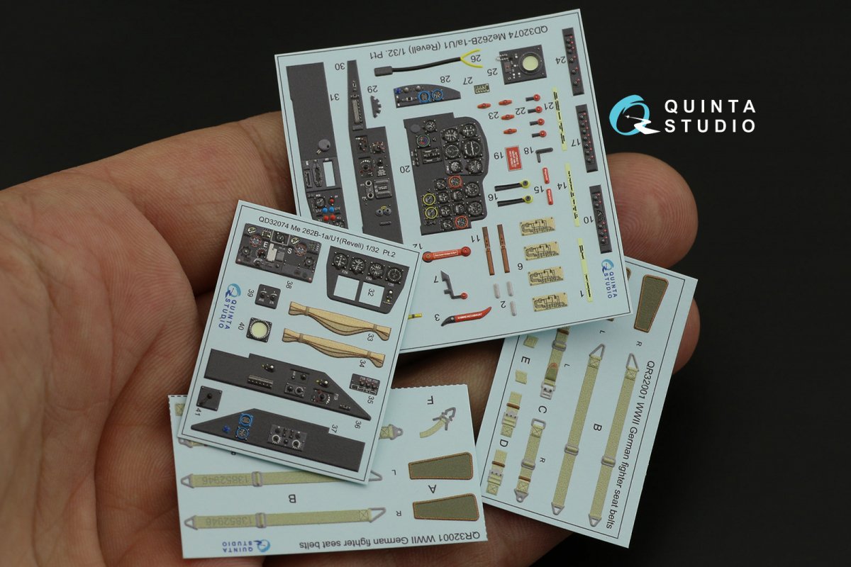 Quinta Studio QD32074 Me 262B1a/U-1 3D-Printed &amp;amp; coloured Interior on decal paper (Revell) 1/32 – zdjęcie 11