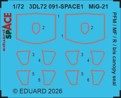 Eduard 3DL72091 MiG-21 PFM / MF/ R / Bis - Canopy Seal Space Set Eduard Kits 1/72