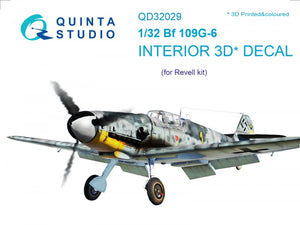 Quinta Studio QD32029 Bf 109G-6 3D-Printed &amp;amp; coloured Interior on decal paper (for Revell kit) 1/32
