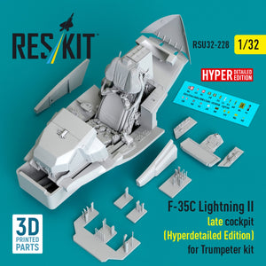 RESKIT RSU32-0228 F-35C Lightning II late cockpit (Hyperdetailed Edition) for Trumpeter kit (3D Printed) 1/32