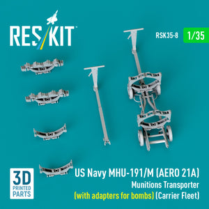 RESKIT RSK35-0008 US NAVY MHU-191/M (AERO 21A) Munitions Transporter (with adapters for bombs) (Carrier Fleet) (3D Printed model kit) 1/35 – zdjęcie 3