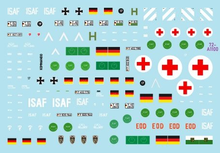 Star Decals 72-A1100 ISAF-Afghanistan # 1. GECON - Peacekeepers from Germany. Wiesel I MK 20, Fuchs APC, Fuchs NBC, Fuchs Sanität vehicle. 1/72 – immagine 2