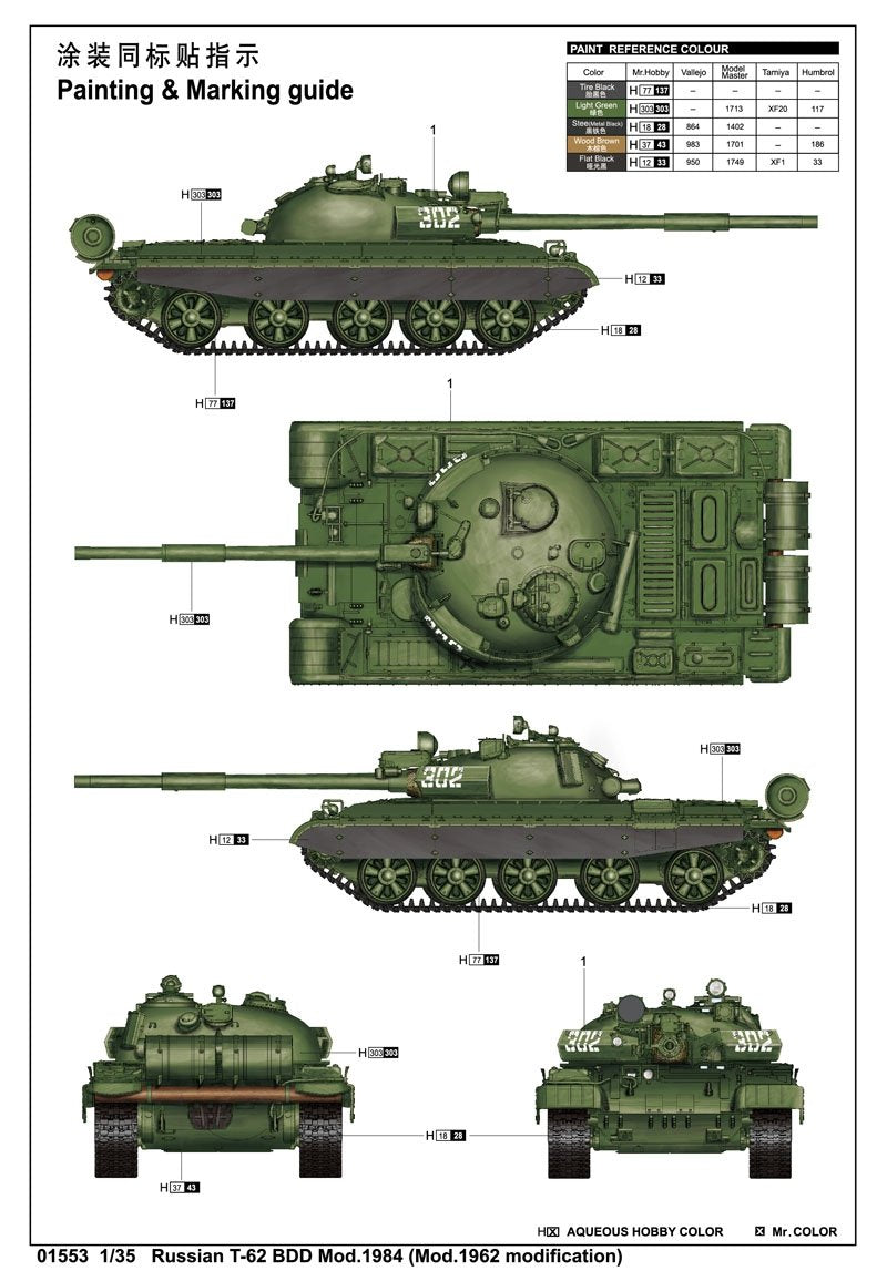 Trumpeter 01553 Russian T-62 BDD Mod.1984 (Mod.1962 modification) 1/35 – Bild 2