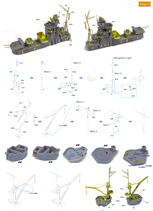 Very Fire VF350019 IJN Light Cruiser Yahagi Detail Up Parts for Hasegawa 40026 1/350 – immagine 6