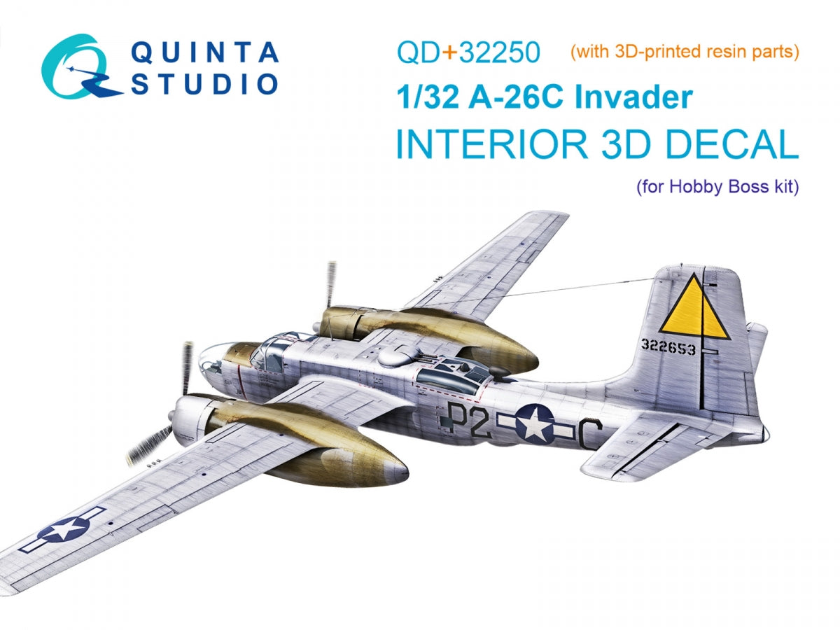 Quinta Studio QD+32250 A-26C Invader 3D-Printed &amp;amp; coloured Interior on decal paper (Hobby Boss) (with 3D-printed resin parts) 1/32