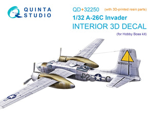 Quinta Studio QD+32250 A-26C Invader 3D-Printed &amp;amp; coloured Interior on decal paper (Hobby Boss) (with 3D-printed resin parts) 1/32