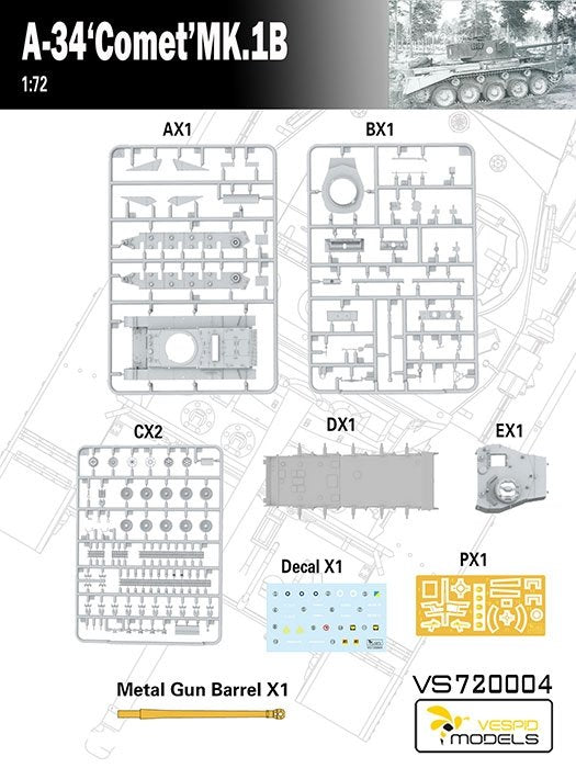 Vespid Models VS720004 A-34 Comet MK.1B 1/72 – immagine 4