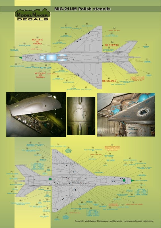 ModelMaker Decals D48020 MiG-21PFM/M/MF/bis/UM Polish stencils 1/48 – Bild 5