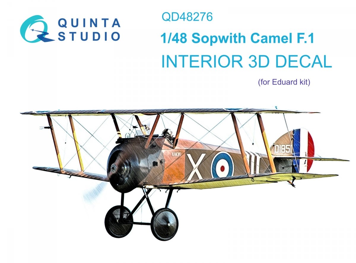 Quinta Studio QD48276 Sopwith Camel F.1 3D-Printed &amp;amp; coloured Interior on decal paper (Eduard) 1/48