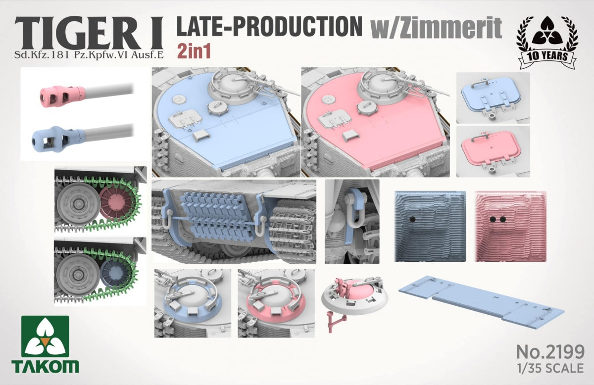 Takom 2199 Tiger I Production tardive avec zimmerit Sd.Kfz. 181 Pz.Kpfw. VIAusf. E (commande tardive/tardive) 1/35 – image 6